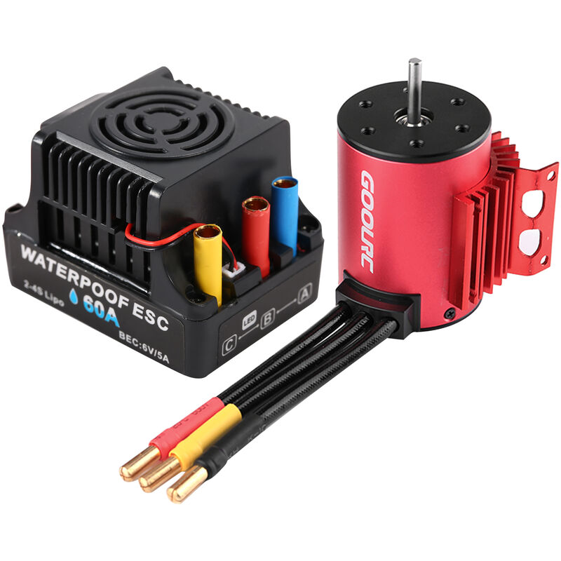 

3650 3900KV Motor sin escobillas con disipador de calor 60A ESC sin escobillas para 1/10 RC Car Crawler - Goolrc