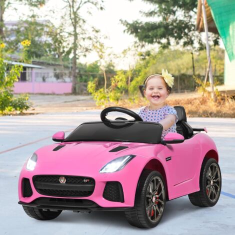 GOPLUS 12 V Macchina Elettrica per Bambini con 2 Motori, Telecomando, Musica e Luce, Caricatore MP3, Avvio con 1 Pulsante, Velocità Variabile 3-5KM/ora, Caricatore, Portata di 25 kg (Rosa)