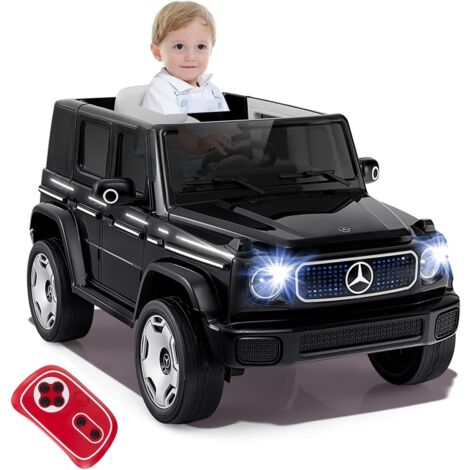 GOPLUS 12V Voiture Electrique Enfants Mercedes-Benz, 4x4 Electrique Eenfants avec Télécomman de Effets Sonores Lumineux LED & Klaxon, Portes Verrouillables, Charge 30KG (Noir)
