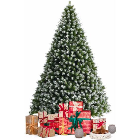 GOPLUS 150/180CM Sapin de No?l Artificiel de Flacon de Neige avec 800/1200 Branche Neige en PVC,Arbre de No?l Artificiel Base en M��tal, D��coration F��te Arbre de No?l (150CM)