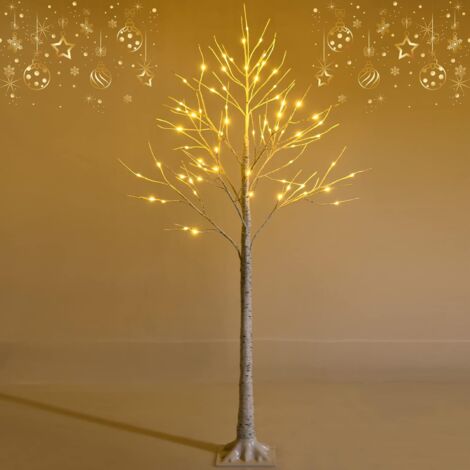 GOPLUS 150 cm Albero di Natale Illuminato, 72 Luci Bianca Calda, Supporto in Metallo, Decorazione Natalizia per Casa e Negozio