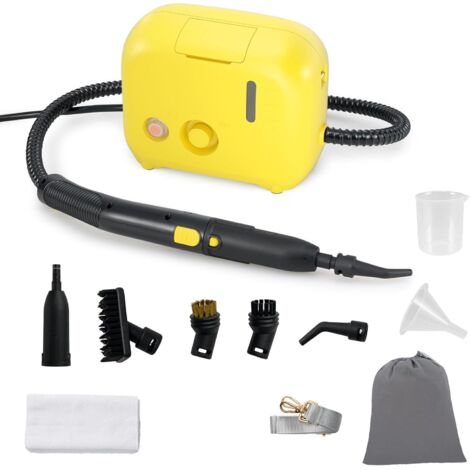GOPLUS 1500W Nettoyeur Vapeur 3 Bars, Nettoyeur Vapeur à Main avec Réservoir d'Eau 1 L, 9 Accessoires, Convient pour Tapis, Rideaux, Cuisine, Salle de Bain, (Jaune)