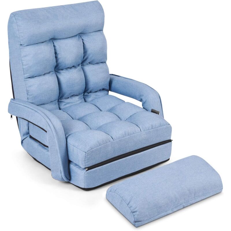 GOPLUS 18 Grille Fauteuil de Salon Convertible, Fauteuil chauffeuse canape-lit Pliable, Fauteuil Relax avec Dossier Reglable sur 5 Positions,