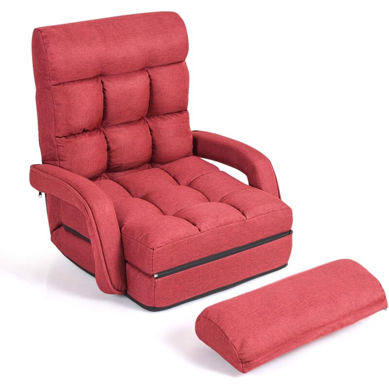 18 Grille Fauteuil de Salon Convertible, Fauteuil chauffeuse canape-lit Pliable, Fauteuil Relax avec Dossier Reglable sur 5 Positions, Rangement