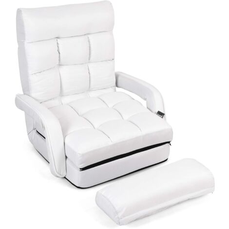 GOPLUS 18 Grille Fauteuil de Salon Convertible, Fauteuil Relax canapé-lit Pliable,avec Dossier Réglable sur 5 Positions,Bleu