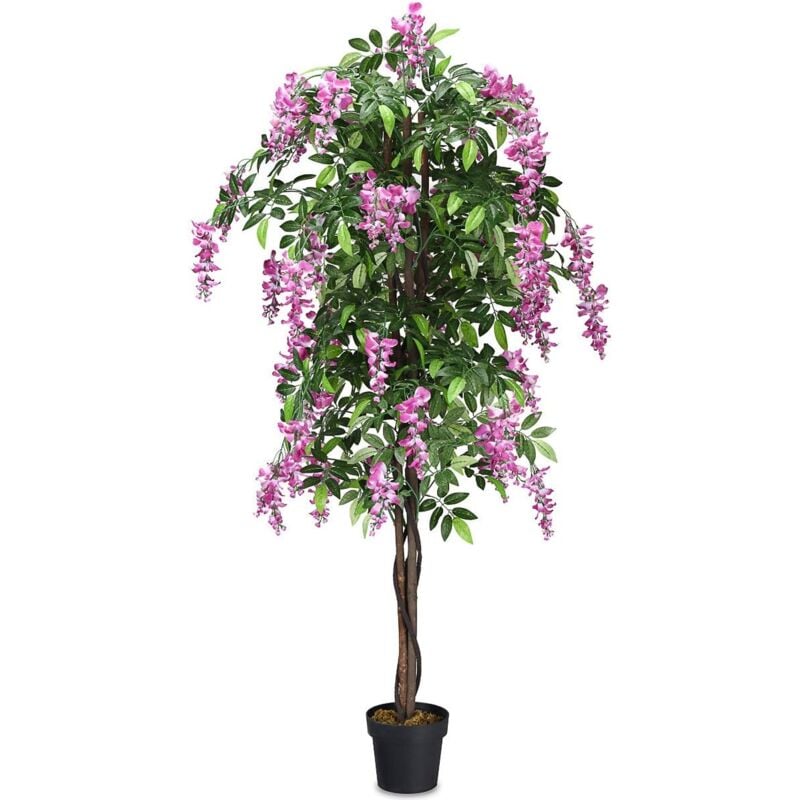 Goplus - 180 cm Plante Artificielle en Pot, Art Faux Bonsaï Décoration en Plastique, Simulation Décorations Paysager à Intérieur ou Extérieur