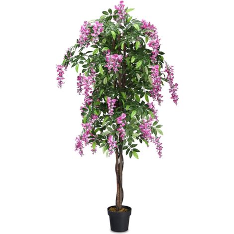 GOPLUS 180 cm Plante Artificielle en Pot, Art Faux Bonsaï Décoration en Plastique, Simulation Décorations Paysager à Intérieur ou Extérieur (Wistera)