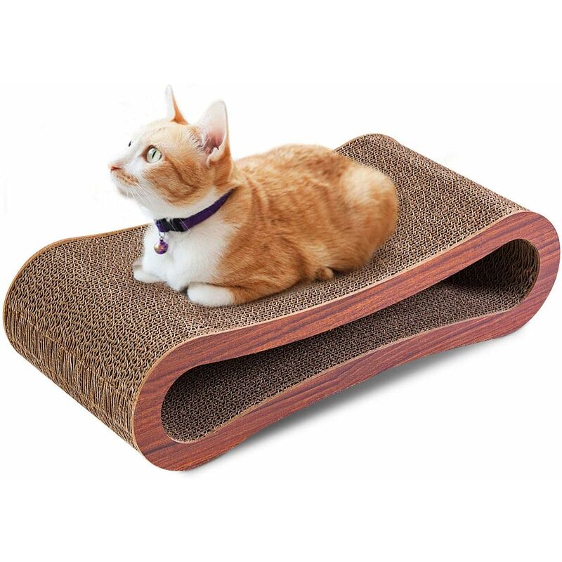 2 en 1 Grattoir pour Chats Amovible en Carton Ondulé, Griffoir pour Chats ?quipé Paquet d'Herbe Protection de Meubles, Chat Planche à Gratter Jouer
