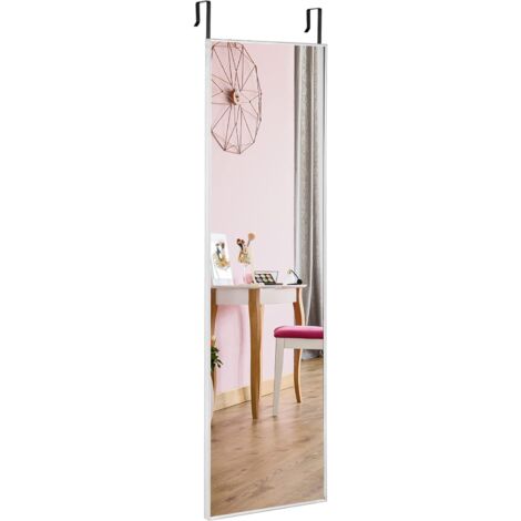 GOPLUS 2 in 1 Specchio da Parete, Specchio Appendere alla Porta con Cornice in Lega di Alluminio e Vetro Antideflagrante, per Camera da Letto, Soggiorno e Ingresso, 37 x 120 cm (Argento)