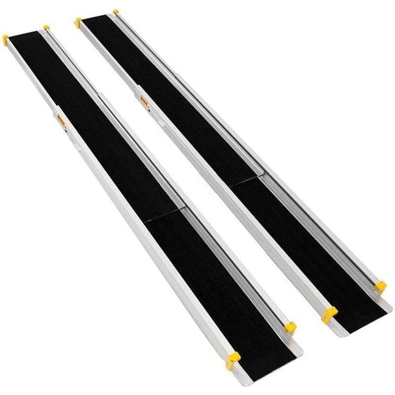 GOPLUS 2 Rampes de Chargement de Voiture Non-glissantes en Aluminium, Rampes de Fauteuil Roulant Portatives Telescopiques Antiderapante, Longueur