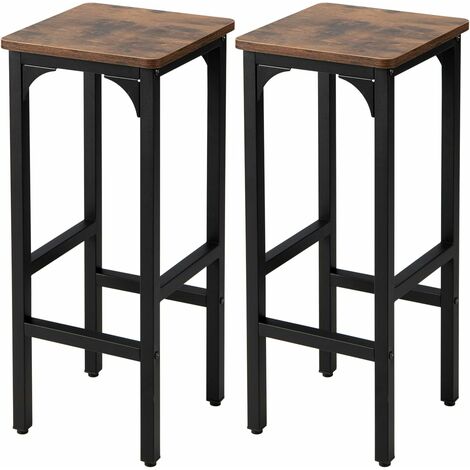 GOPLUS 2 Tabourets de bar 30x30x71,5CM Charge 150KG-Style Industriel-avec Repose-pied-Cadre en Métal Robuste Marron