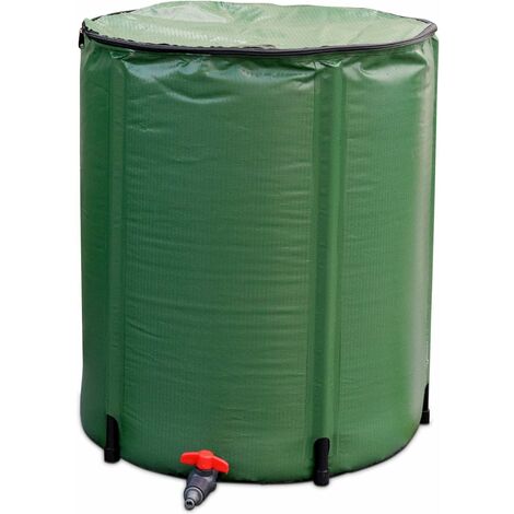 GOPLUS 200 L Reservoir à Eau de Pluie Pliable en PVC, avec Filtre en Filet et Robinet, Trou de Drainage, pour Arrosage/Nettoyage des Voitures (60Φ x 72H cm)