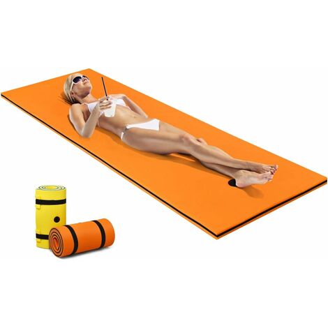 GOPLUS 210X66CM Tapis Flottant de Piscine en Mousse XPE Résistant,Hamac Flottant pour Lacs,Piscines et Plage,1 Personne  (Orange)
