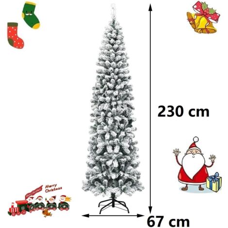 GOPLUS 230 cm Albero di Natale Innevato, 641 Rami in PVC, Folto e Realistico, Base Pieghevole in Metallo, Montaggio Facile (Stile 4)