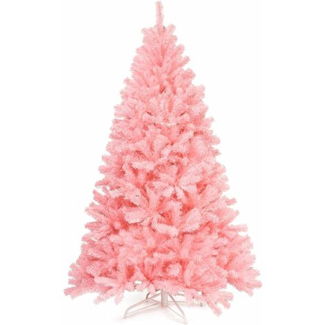 GOPLUS 230CM Sapin de No?l Artificiel Rose, avec 1036 Branches en PVC Ignifuge, Base en Fer, Ouverture Automatique, D��coration de No?l, Arbre de No?l pour Maison, Centre Commercial (230CM)