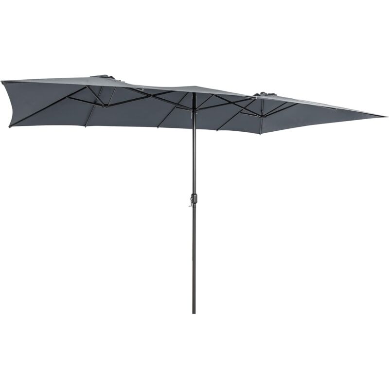 Parasol Rectangulaire 430x260cm, Grand Parasol de Jardin Extérieur, Parasol Double, Pied Non Inclus, Gris - Goplus