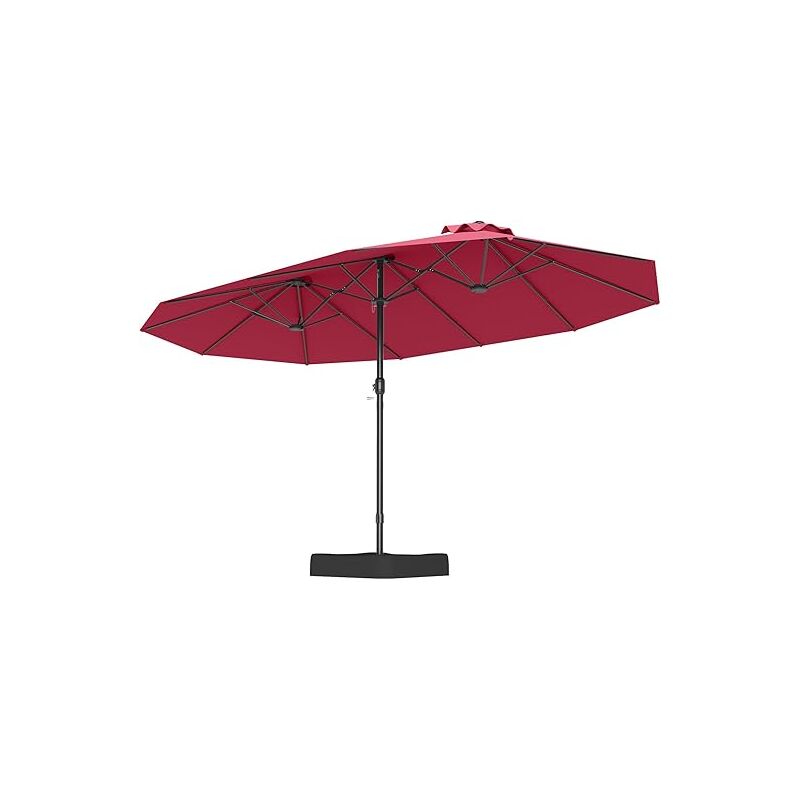 Parasol Rectangulaire 470x280cm, Grand Parasol de Jardin Extérieur, Parasol Double avec Pied, Bordeaux - Goplus