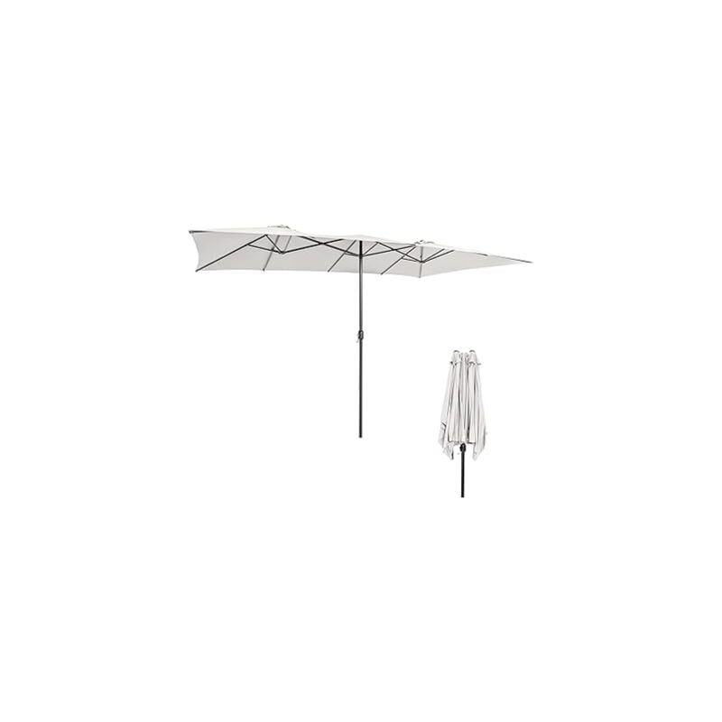 Parasol Rectangulaire 430x260cm, Grand Parasol de Jardin Extérieur, Parasol Double, Pied Non Inclus, Beige - Goplus