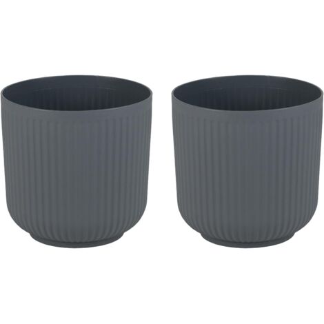 GOPLUS 2PCS Pot de Fleur Exterieur Rond φ32 CM, Cache Pot Plante Interieur en Plastique Auto-Arrosants avec 3 Trous de Drainage et Godet Amovible, Jardinière Décoratif pour Porche, Jardin et Salon