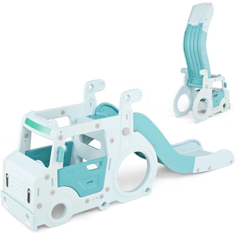 3 en 1 Toboggan Interieur Exterieur Enfants Pliable, Aire de Jeux Thème Voiture Bebe avec Rampes Surélevées, Volant Simulé, pour 1,5 Ans, Charge 30KG