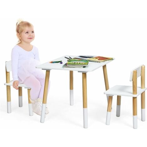 Kinderzimmer Sitzgruppe Bleistift Stühle Massiv Holz lackiert Tisch Länge 60 cm 