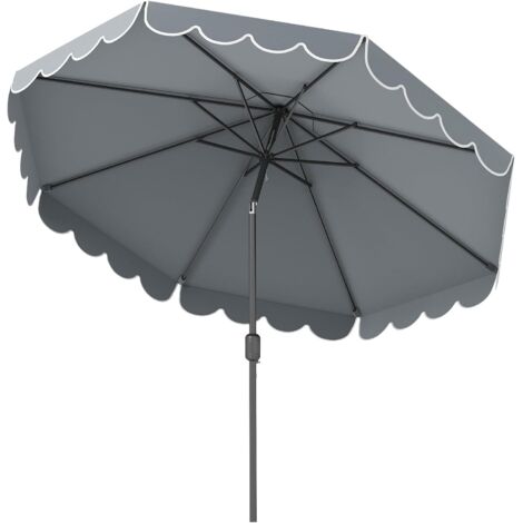 GOPLUS 3M Parasol de Jardin Exterieur, Grand Parasol de Balcon Inclinable 35° avec 8 Baleines, Manivelle, Protection Soleil, Base Non Incluse, pour Terrasse, Patio, Marché (Gris)