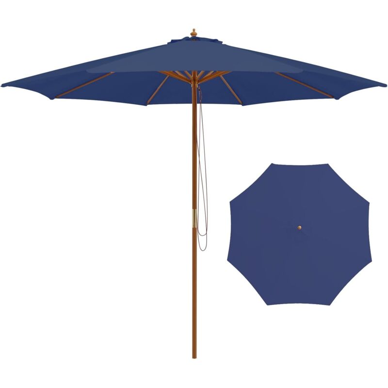 3M Parasol de Jardin Exterieur, Parasol de Balcon avec 8 Baleines en Bambou, Levage par Poulie, Protection Solaire, Parasol à Corde pour Piscine,