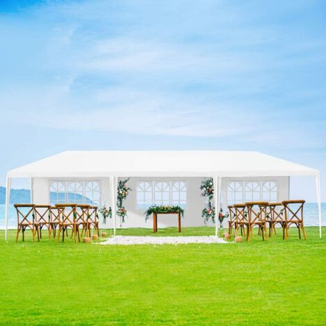 GOPLUS 3x9M Tendone per Feste/Gazebo Padiglione Impermeabille e Anti-UV con 5 Pannelli Laterali Staccabili, Borsa per Giardino, Matrimonio