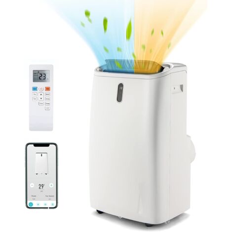 GOPLUS 5 in 1 Condizionatore Portatile, Raffreddare/Riscaldare/Deumidificare/Ventilare/Modalità Notturna, Timer 24H, WIFI APP&Telecomando, Classe A, R290 (14000 BTU)