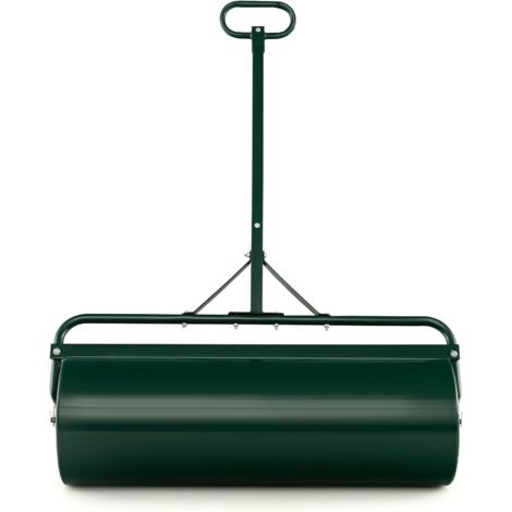 GOPLUS 63L Rullo per Prato 90cm, Rullo per Giardino con Manico Regolabile e Protezione dalla Sporcizia, Rullo per Prato Riempibile con Acqua e Sabbia, Rullo per Prato 2 in 1 (Verde)