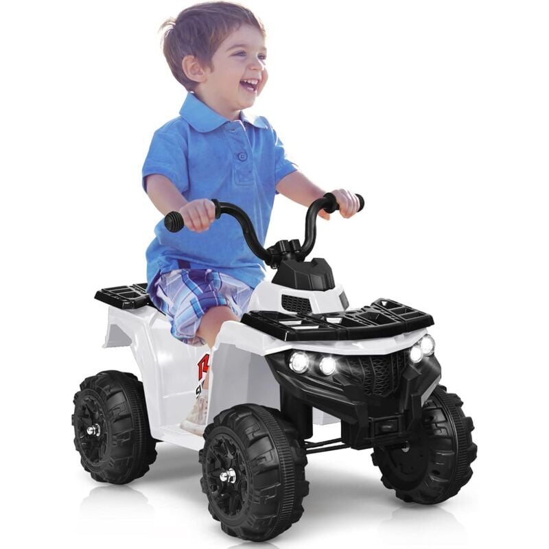 6V Elektrisches Kinderquad, Elektro Quad für Kinder mit 2 Scheinwerfer & 4 Rutschfesten Reifen, Cooler Elektroauto mit MP3 & usb, Elektroauto (Weiss)