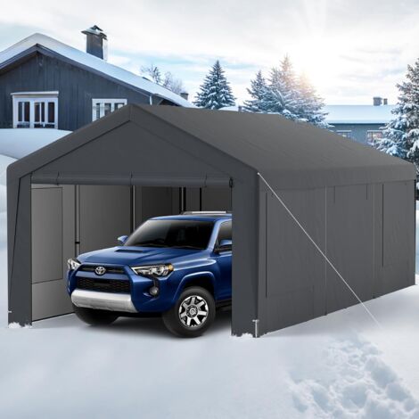 Goplus – Abri tente garage 3x6 m – Carport résistant aux intempéries – 8 parois amovibles – Protection contre soleil, pluie et vent