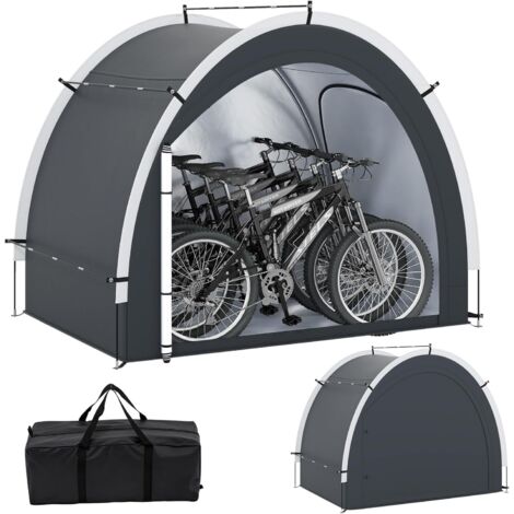 GOPLUS Abri Velo, Abri de Jardin Extérieure pour 4-5 Vélos, Motos, Outils, avec Portes à Fermetures Éclair Enroulables, Cabane Rangement pour Jardin, Garage, 218 x 153 x 182 CM