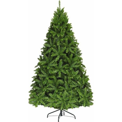 GOPLUS Albero di Natale 150cm/180/225 cm con 600/1250/1968 rami, abete con cerniere, decorazione natalizia con solida base di metallo e rami in PVC, verde (180cm)