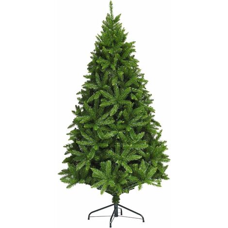 GOPLUS Albero di Natale 150cm/180/225 cm con 600/1250/1968 rami, abete con cerniere, decorazione natalizia con solida base di metallo e rami in PVC, verde (225cm)