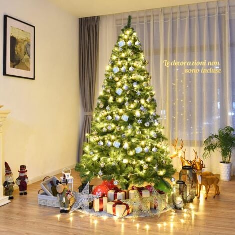 GOPLUS Albero di Natale Automatico 230 cm, 1346 Rami Artificiali in PVC, Folto e Realistico, Supporto Pieghevole in Ferro, Divisibile a 3 Sezioni, Montaggio Facile, per Casa/Ufficio/Negozio, Verde