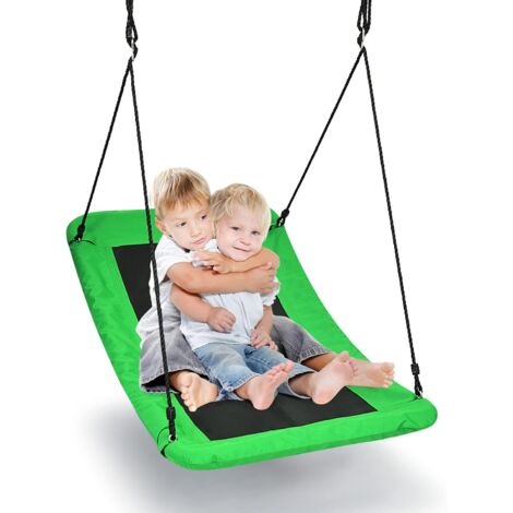 GOPLUS Altalena da Giardino per Bambini, 3 Posti, Altalena da Interno ed Esterno con Corde, Materiale Durevole in Tubo Galvanizzato, Struttura Stabile (Verde)
