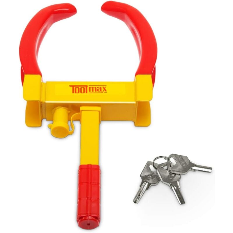 Goplus - Antivol Voiture avec 3 Clés, Serrure Portable de Fixation sur Roue, Largeur Réglable, Bloque Roue Sécurité Antidémarrage et Anti-perçage,