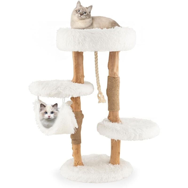 Arbre à Chat 87cm à 4 Niveaux avec Plateforme, Perchoir, Hamac, Griffoirs en Jute, Arbre à Chats pour Se Reposer, Jouer - Goplus