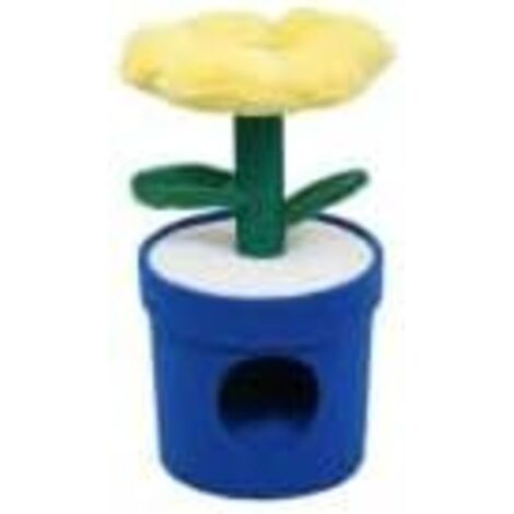 GOPLUS Arbre à Chat d'Intérieur, Tour pour Chatons avec Perchoir Rembourré en Forme de Fleur, Griffoir, Niche avec Coussin, Feuilles Pliables, Centre d’Activité pour Animaux de Compagnie (Jaune)