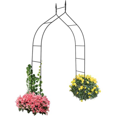Goplus – Arche de jardin en métal 140 x 38 x 255 cm – Support pour plantes grimpantes – Résistant aux intempéries – Décoration pour mariages et anniversaires