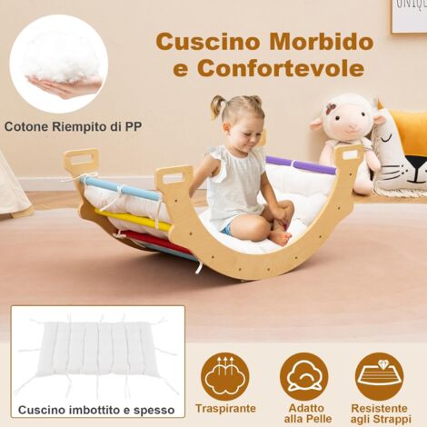 GOPLUS Arco da Arrampicata per Bambini, Arco a Dondolo in Legno con Cuscino Accogliente, Struttura per Arrampicata e Dondolo in Legno per Bambini 1+ Anni, 81 x 50 x 38,5 cm (Colorato)