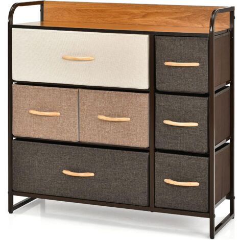 GOPLUS Armadietto Basso, con 7 Cassetti, Ampio Spazio di Stoccaggio, Struttura Stabile in Metallo, Design Moderno per Diverse Stanza come Soggiorno, Studio, 80 x 29 x 79 cm
