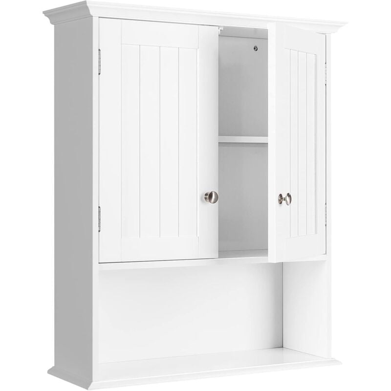 Armoire de Rangement Murale avec Compartiment à Porte et étagère Ouverte, Placard Mural avec Poignées Pratiques, Armoire Suspendue Polyvalente, pour