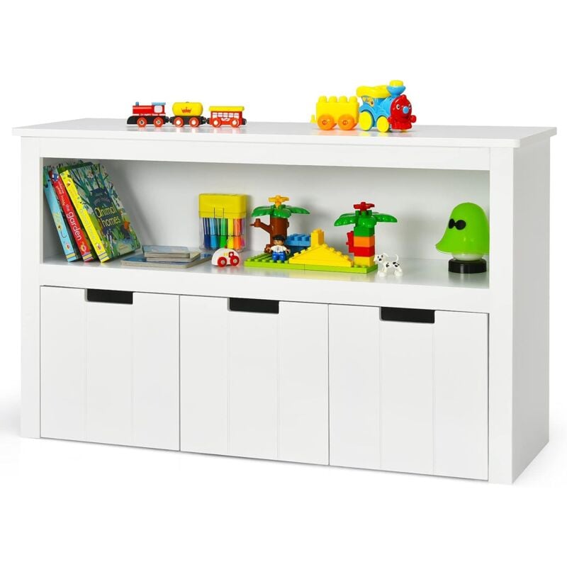 Goplus - Armoire de Rangement pour Jouets pour Enfants, Bibliotheque a 3 Tiroirs,Grande Etagere a Cubes de Rangement,Placard de Cuisine,Cabinet de