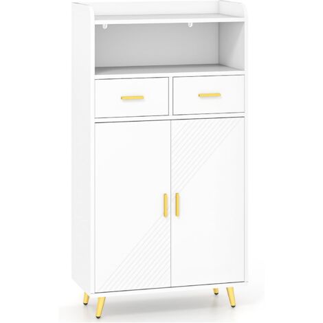 GOPLUS Armoire Salle de Bain avec Miroir HD Antibuée, Meuble Salle de Bain avec Lumière LED Couleur & Luminosité Réglables, Station de Charge, Armoire avec Double Porte et Étagères Réglables (Blanc)