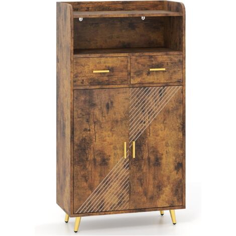 GOPLUS Armoire Salle de Bain avec Miroir HD Antibuée, Meuble Salle de Bain avec Lumière LED Couleur & Luminosité Réglables, Station de Charge, Armoire avec Double Porte et Étagères Réglables (Café)