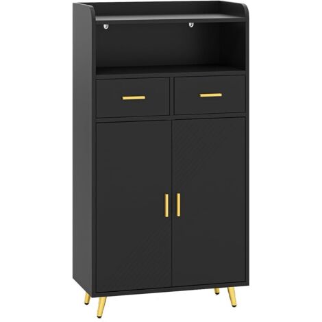 GOPLUS Armoire Salle de Bain avec Miroir HD Antibuée, Meuble Salle de Bain avec Lumière LED Couleur & Luminosité Réglables, Station de Charge, Armoire avec Double Porte et Étagères Réglables (Noir)