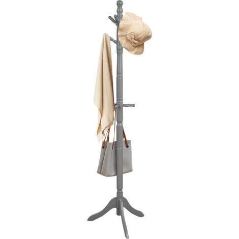 GOPLUS Attaccapanni a Forma di Albero con 9 Ganci, Attaccapanni in Legno, con Base Stabile e Altezza Regolabile per Corridoio, Camera da Letto (Grigio)