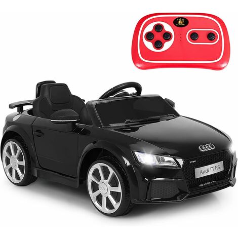 GOPLUS Audi TT RS Voiture Electrique Enfants, Voiture pour Enfants Klaxon, Musique, Phare LED,Pousser pour Enfants,Double Porte Télécommande 2.4G(Noir)